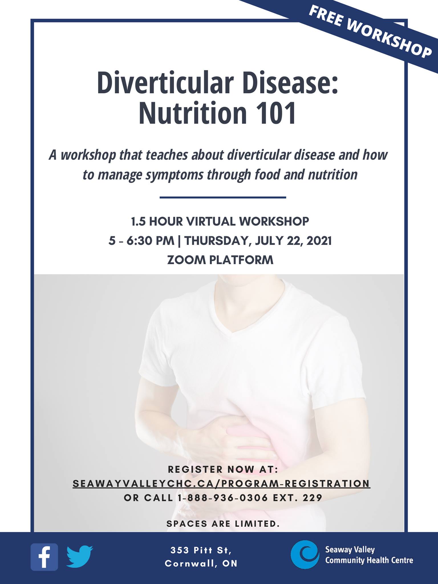 Promotional poster for Diverticular Disease Nutrition 101 Workshop