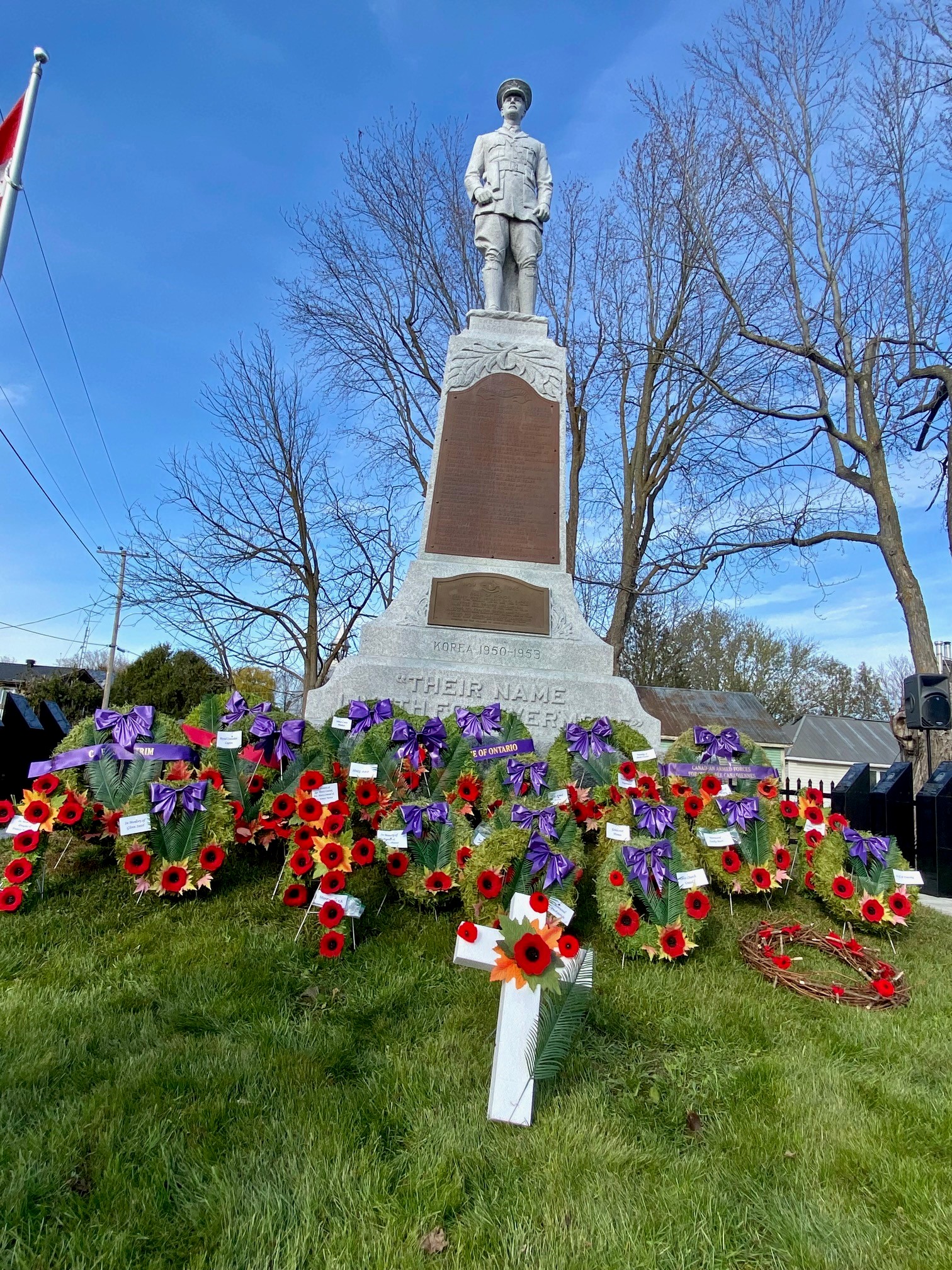 The wreaths in front of the Morewood Cenotaph