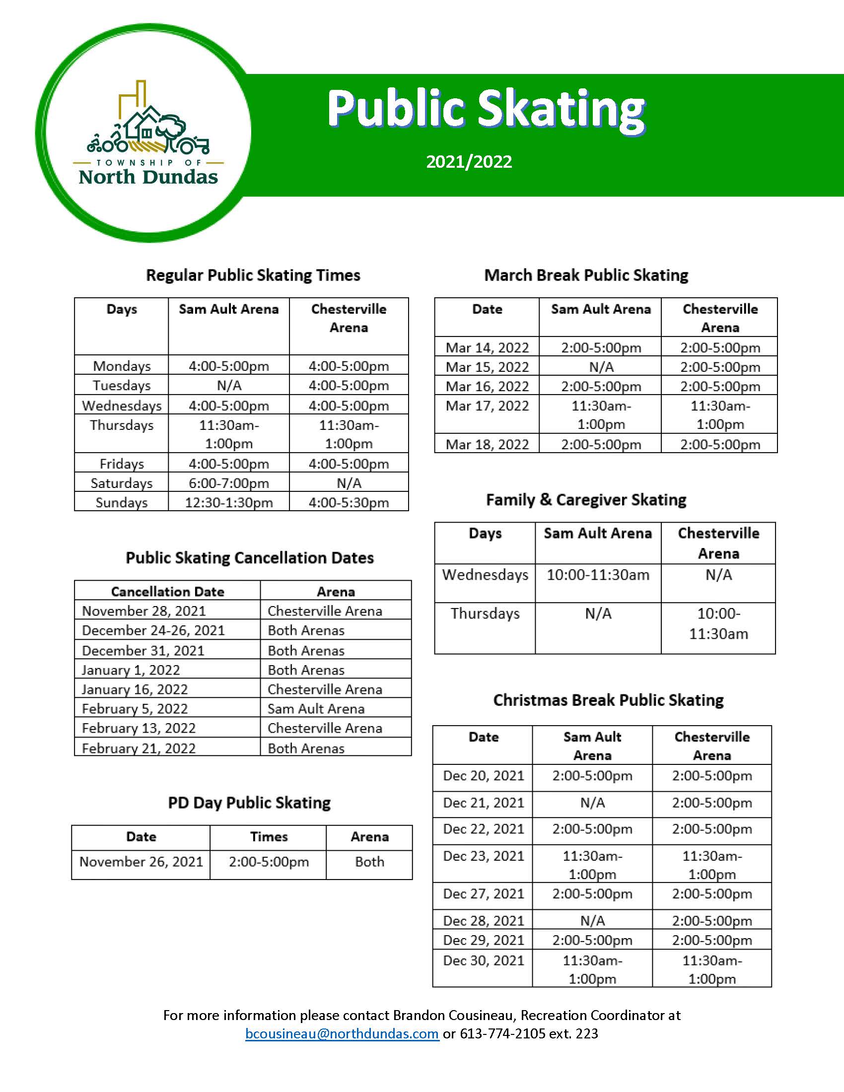 public skating schedule