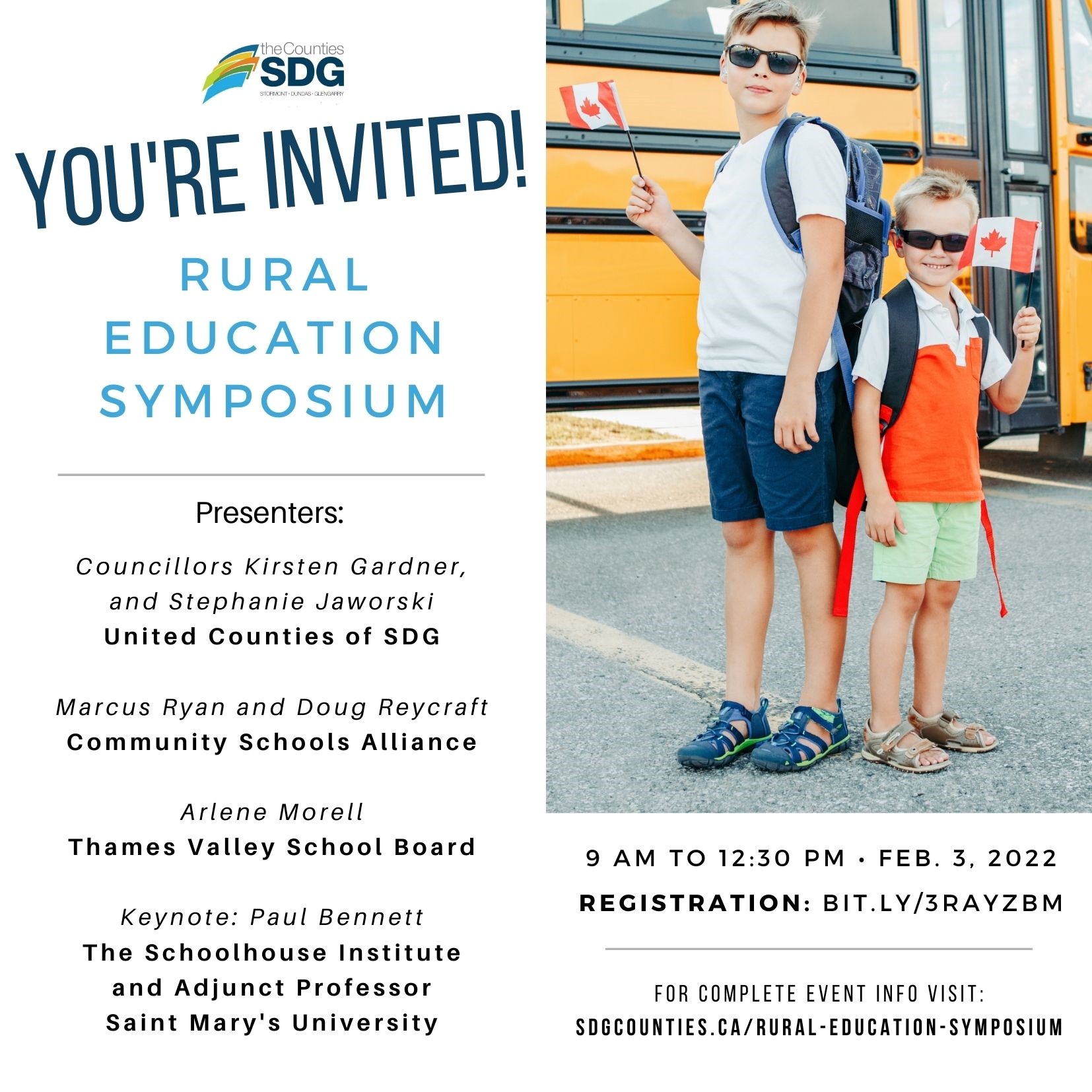 Symposium Poster with details and yellow school bus