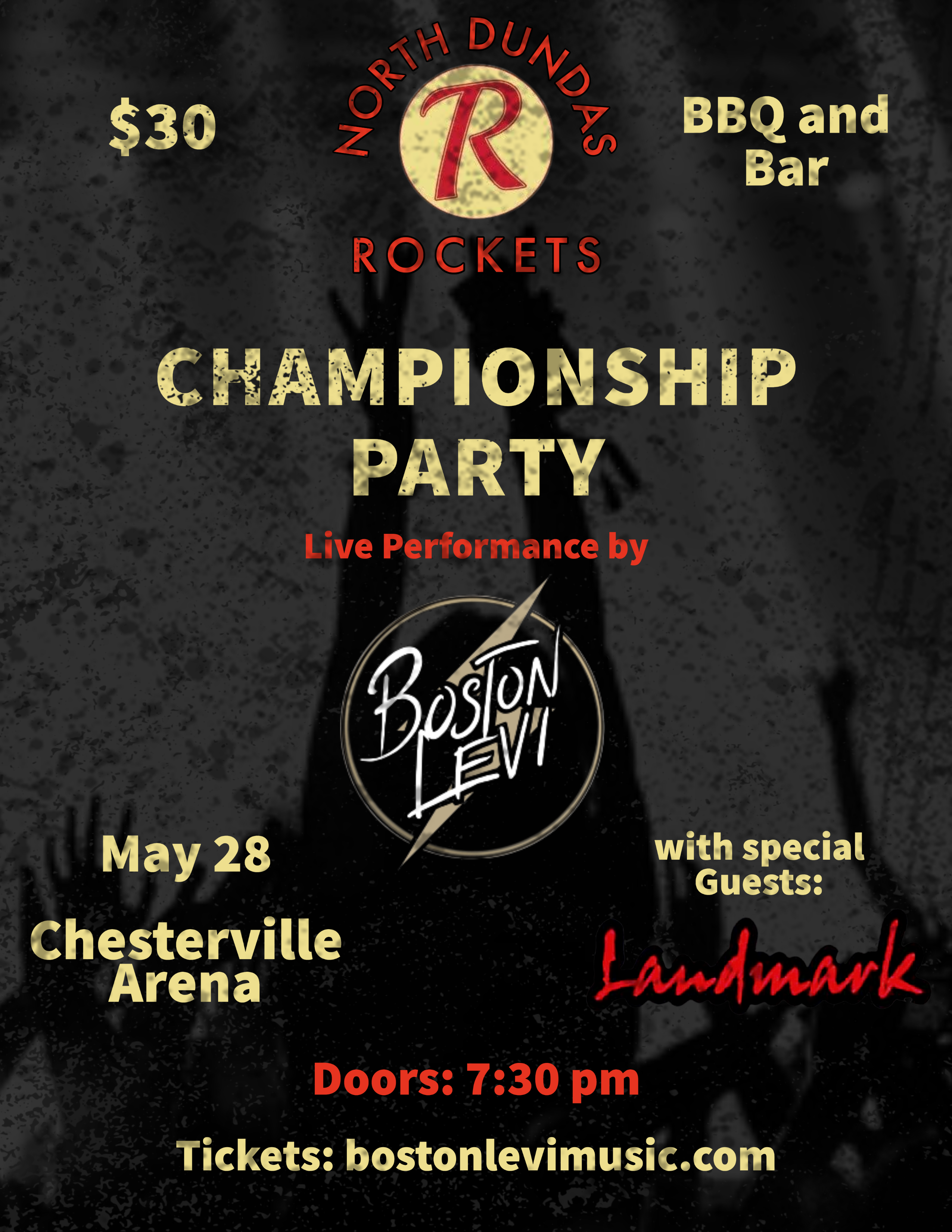 Black and yellow poster for Rockets Championship Party