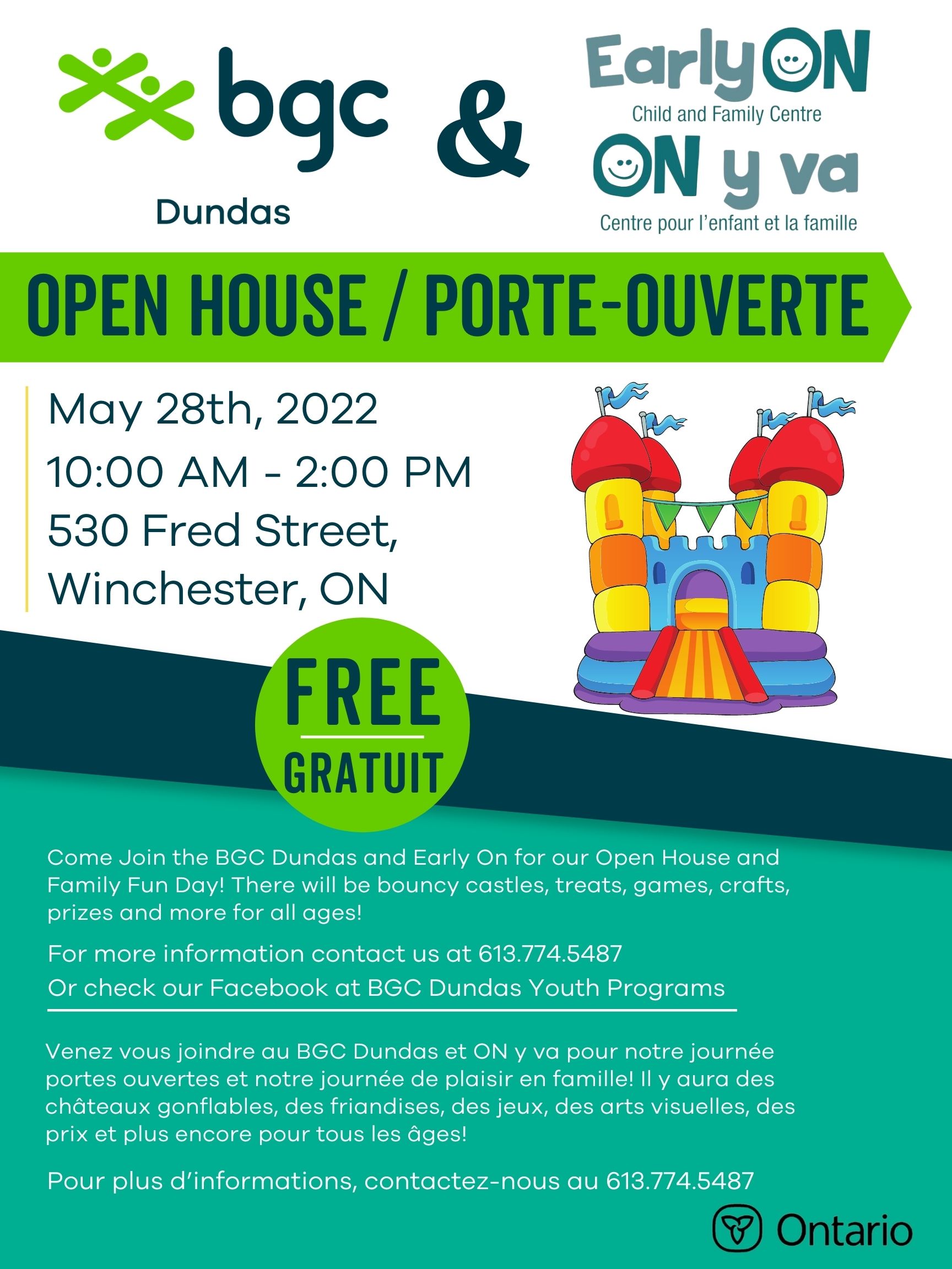 Green and blue BGC Open House Poster Image of Bouncy Castle