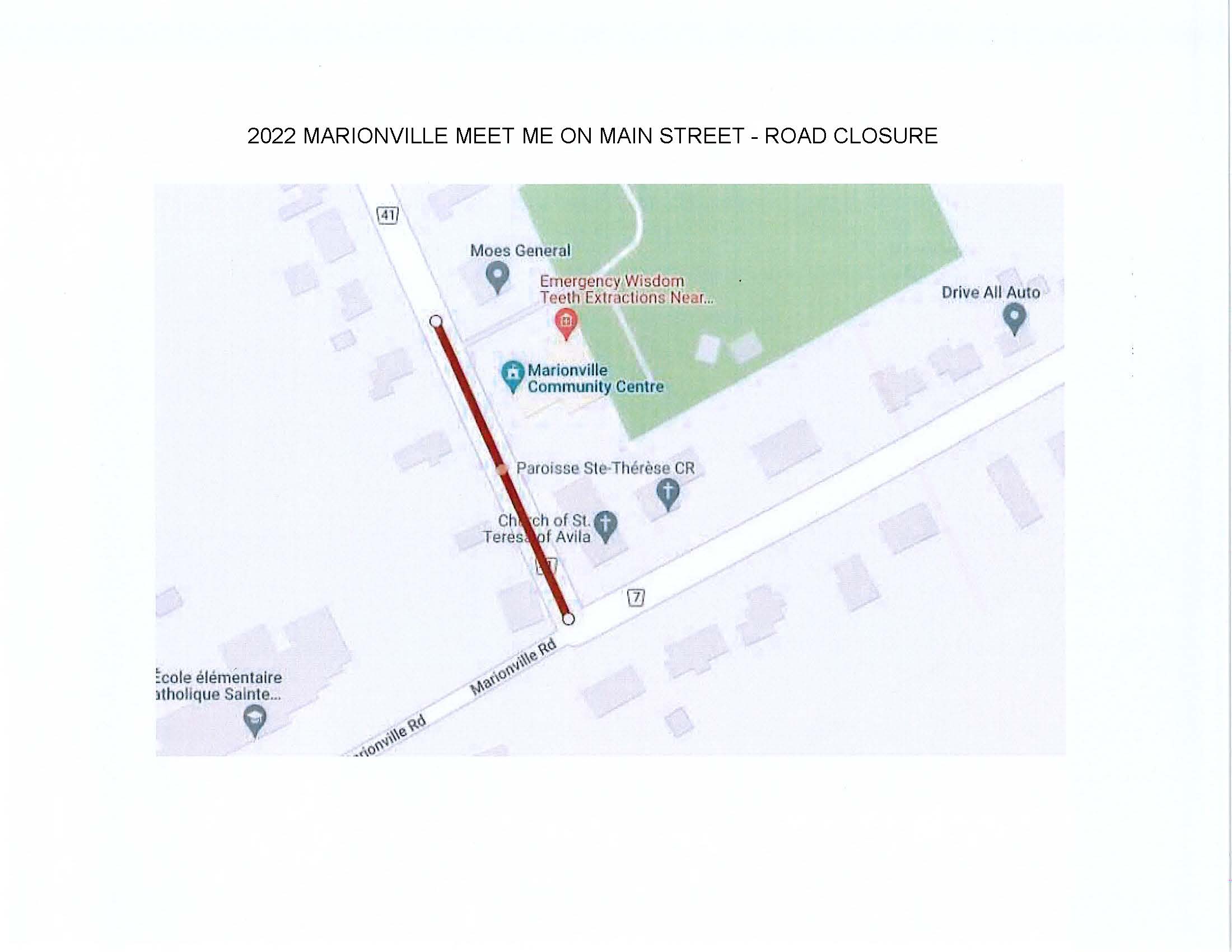 2022 Marionville MMOMS Road Closure Map