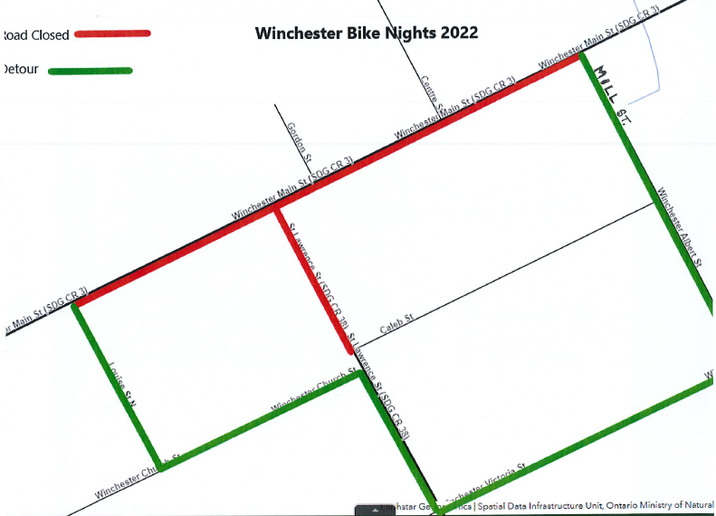 Winchester Bike Night Road Closure Map