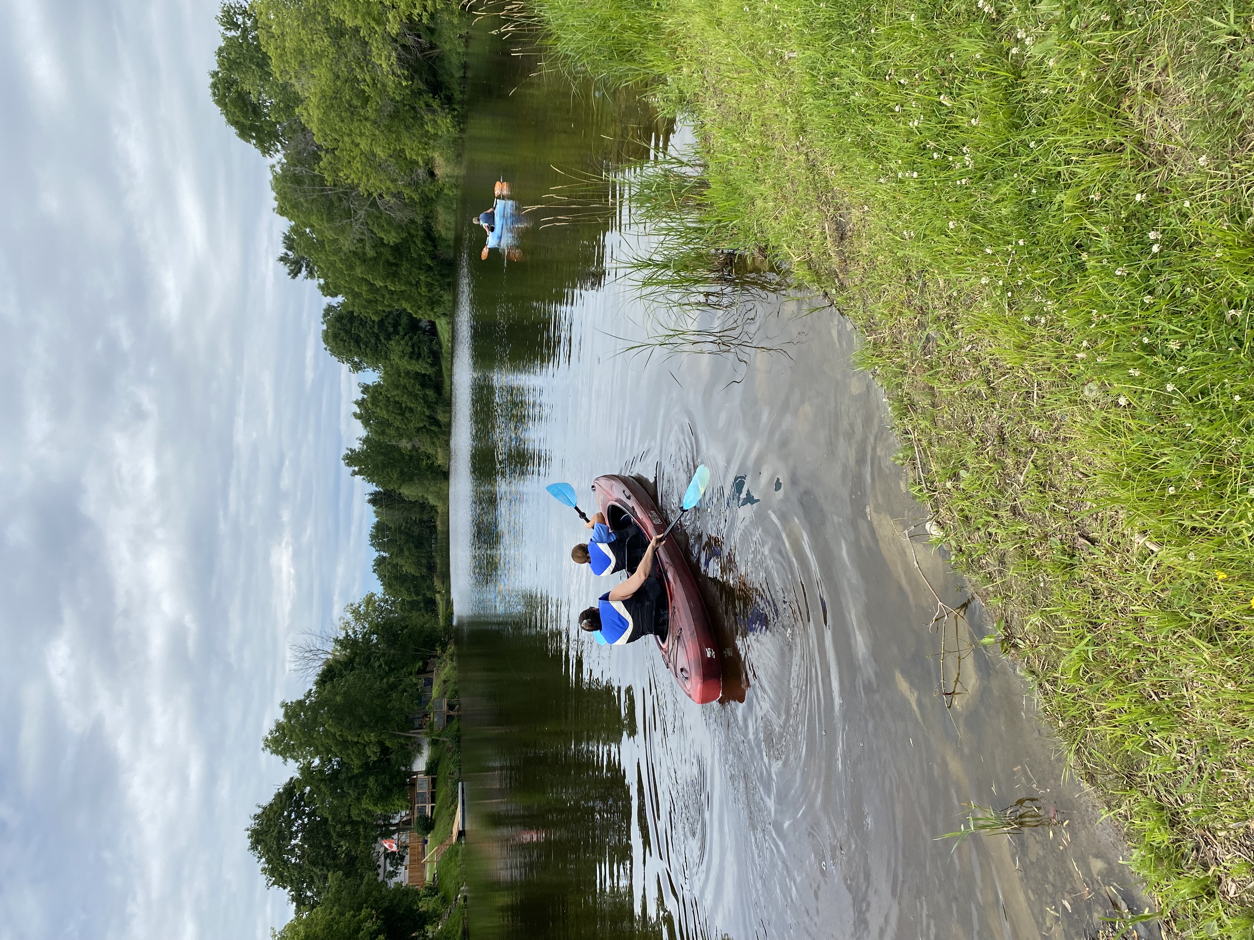 2 person kayak on river