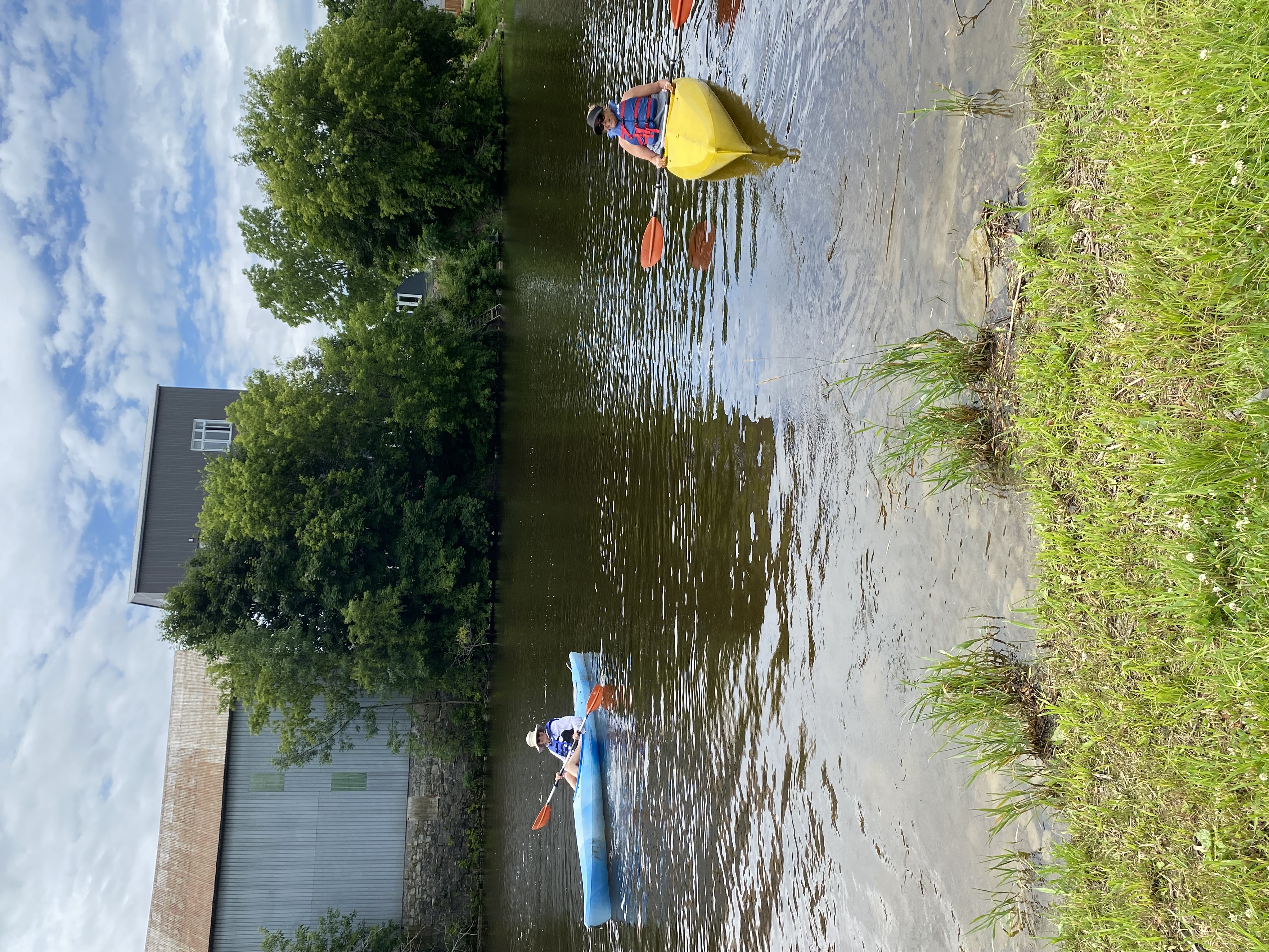 yellow kayak on river
