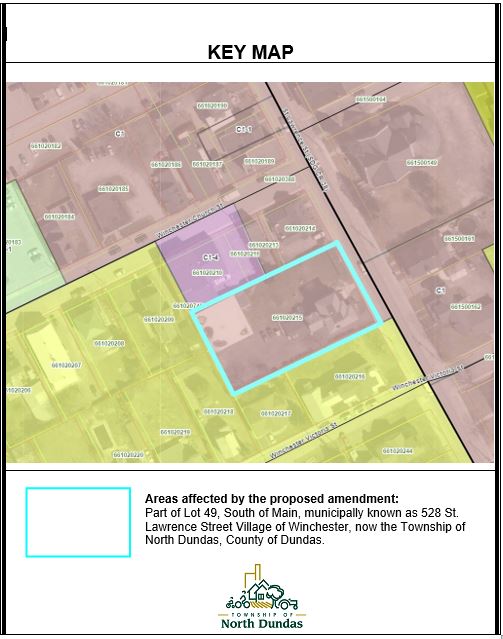 Key Map indicating the area affecting the zoning bylaw on St. Lawrence Street