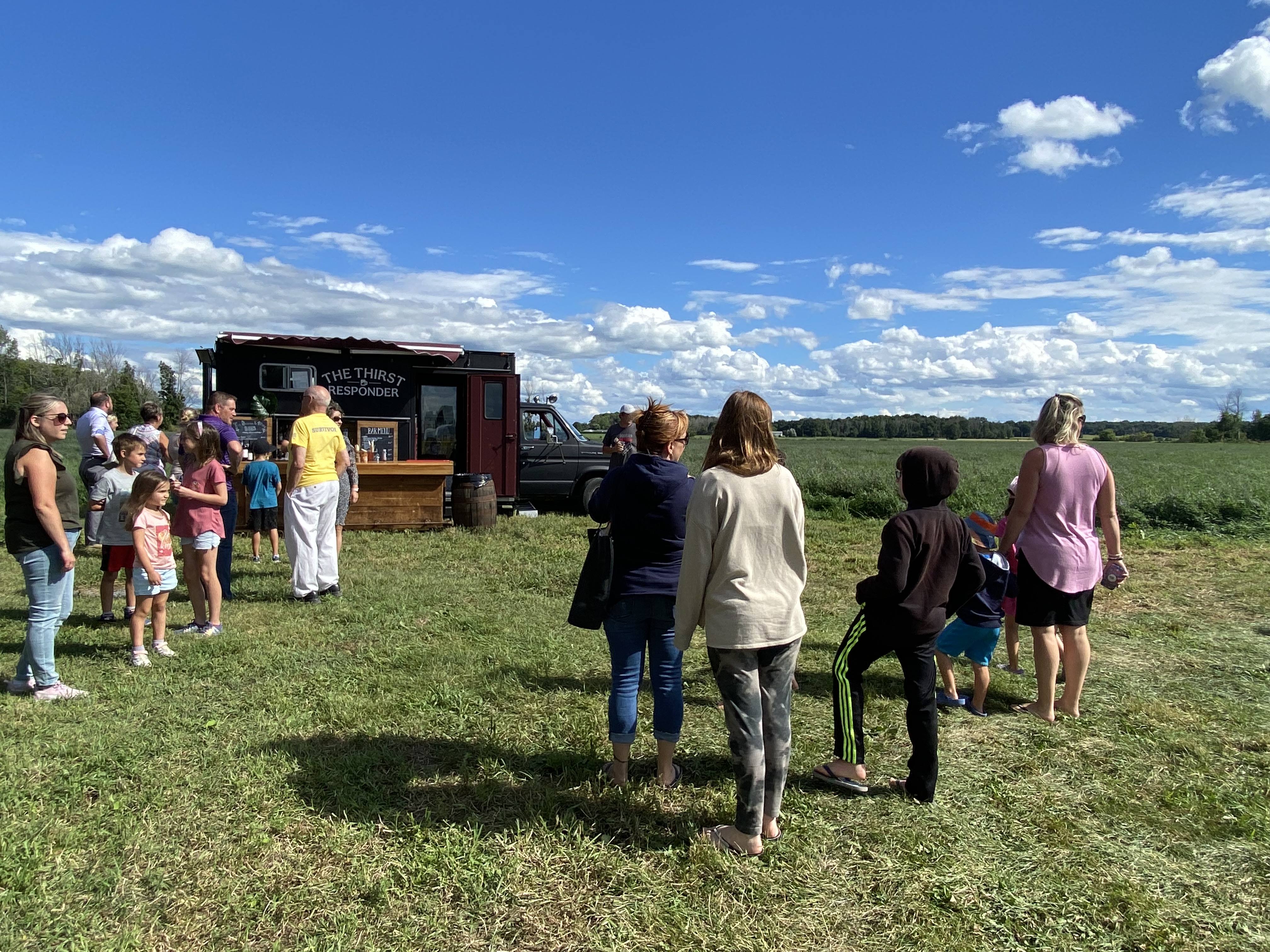 Line up for beverages on the farm