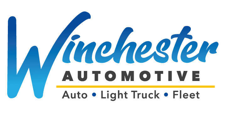 Blue, black and yellow Winchester Automotive logo