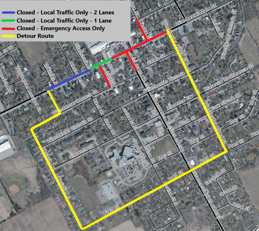 Bike Night Road Closure Map with coloured route lines