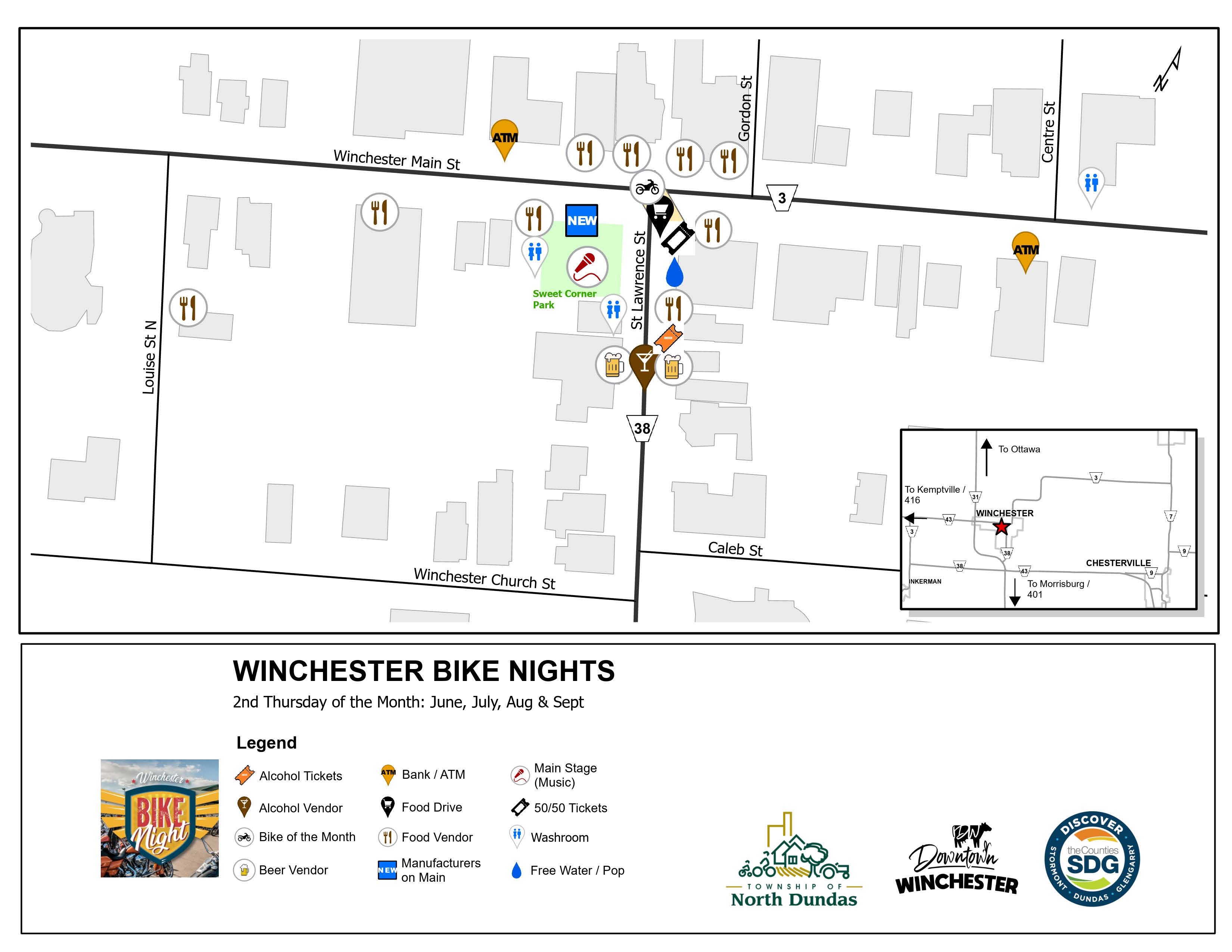 Winchester Bike Nights Map of vendor locations