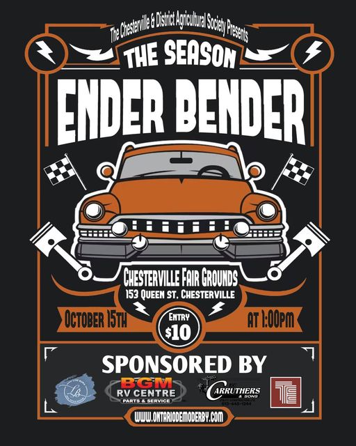 Chesterville Fair Ender Bender Poster showing an old car and event details