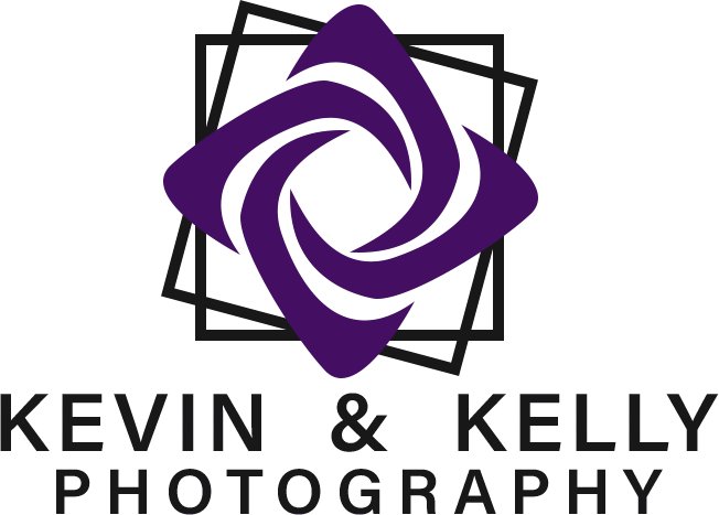Kevin & Kelly Photography Logo with black text and purple/black square design