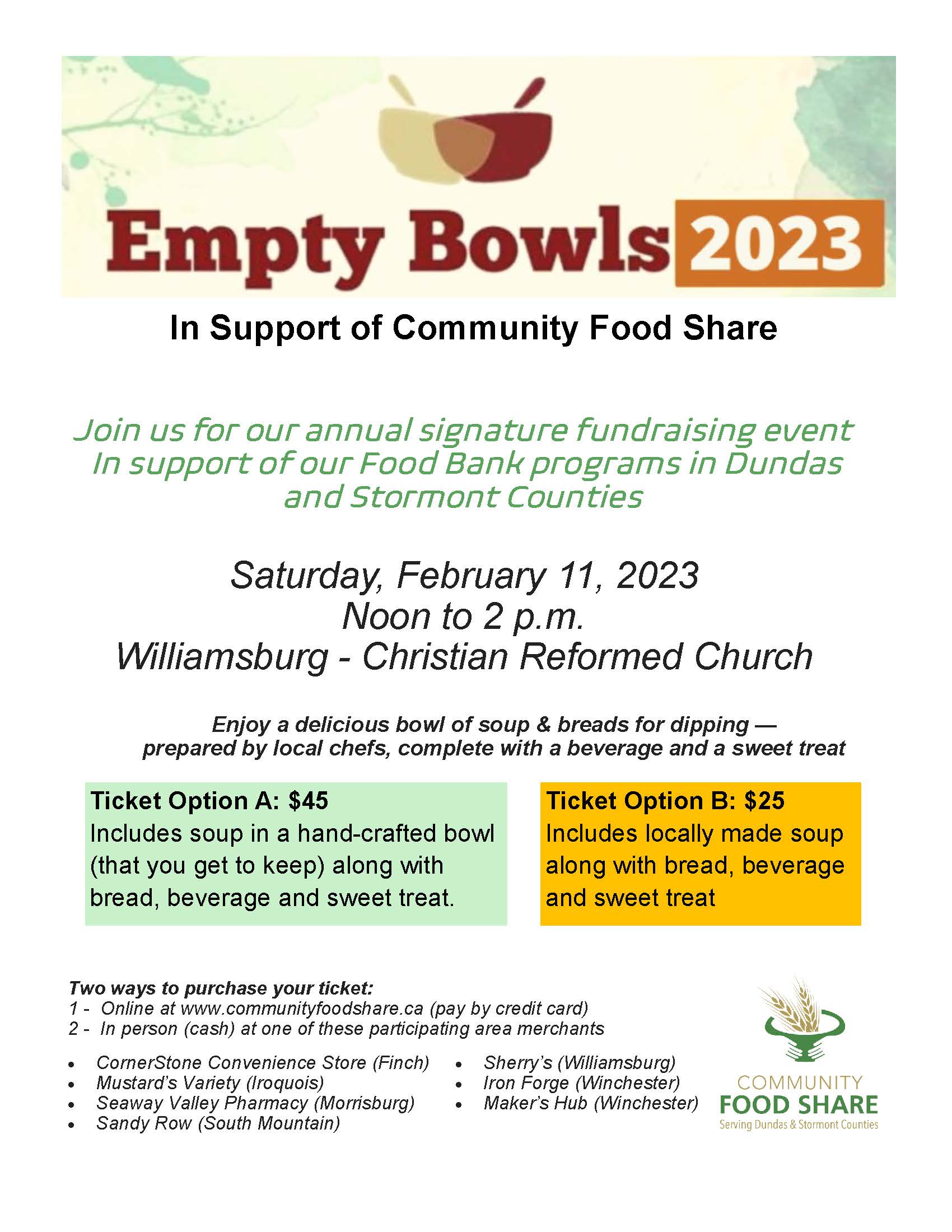 Empty Bowls Fundraising Event poster