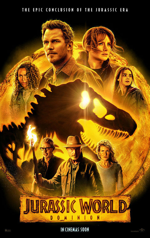Jurassic World Dominion yellow and black poster