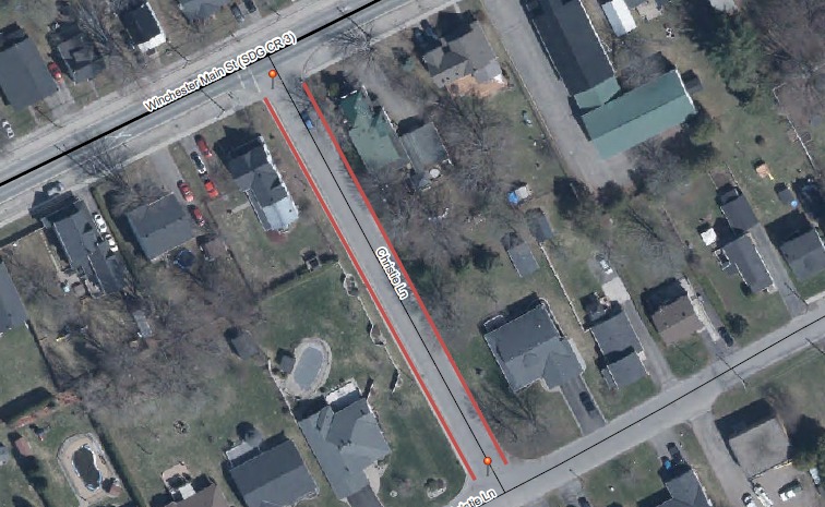 Christie Lane Temporary No Parking Zone Map