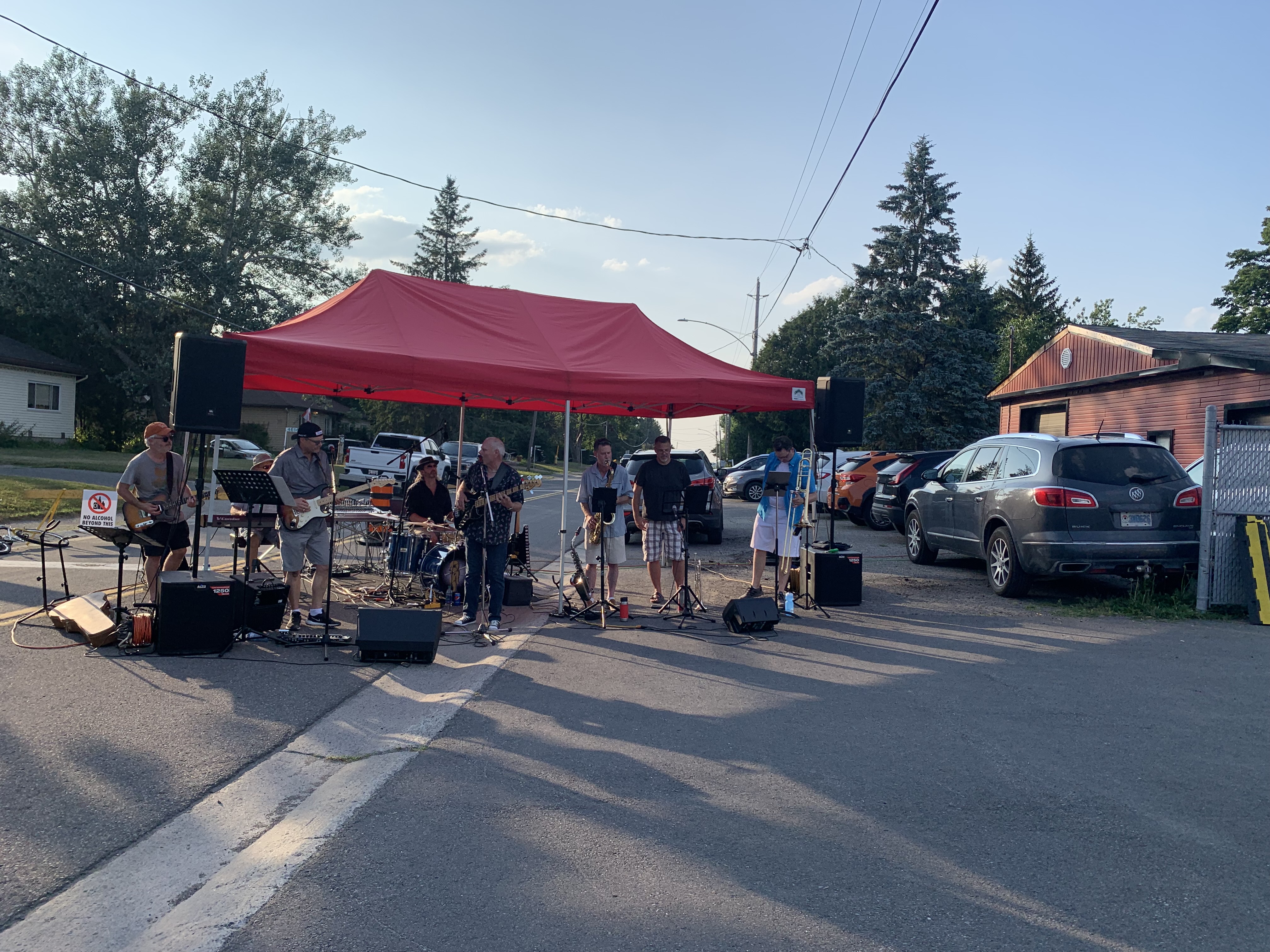 Band playing on street