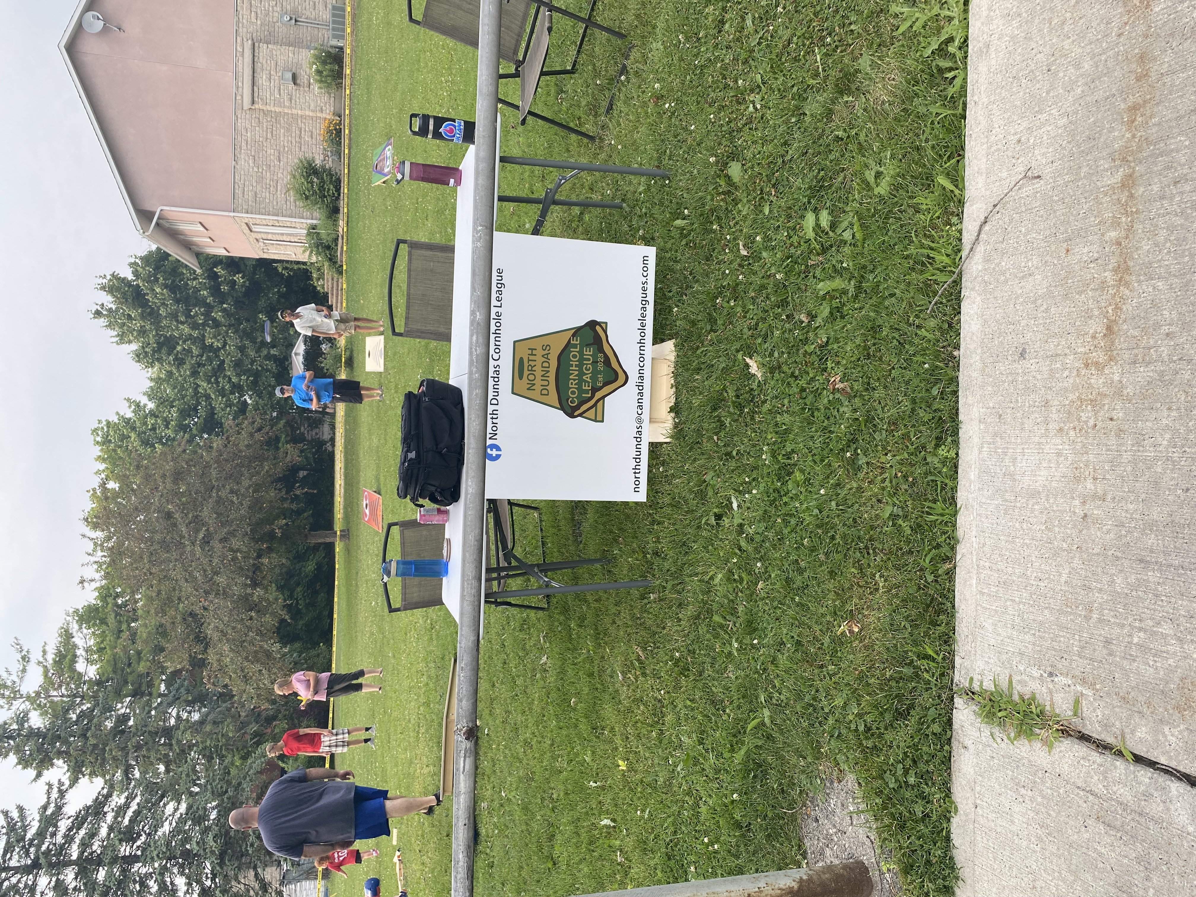 Cornhole game in action