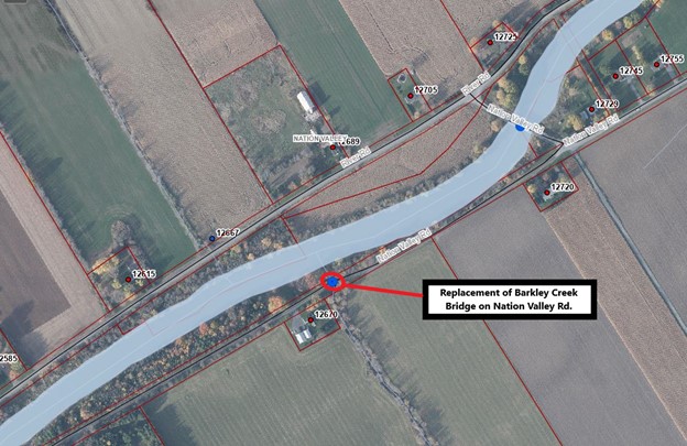 Satellite map of Barkley Creek Bridge