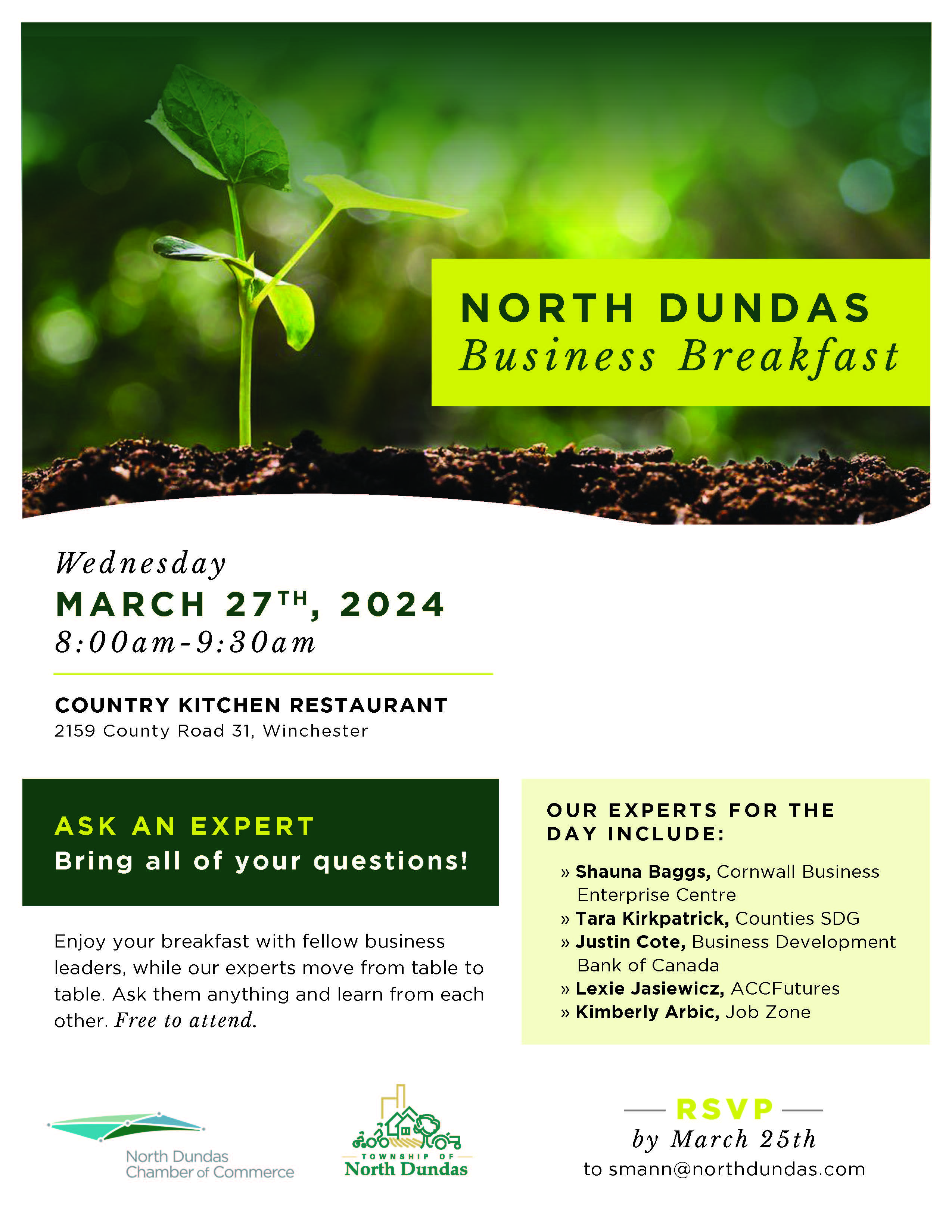 Green and yellow business breakfast poster
