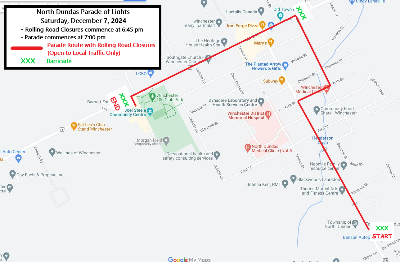 Winchester Parade of Lights Road Closure Map 2024