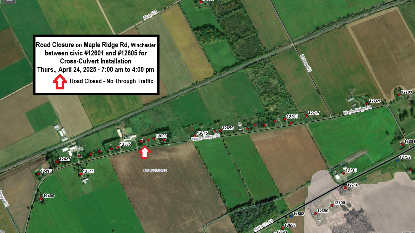Map-Maple Ridge Road Closure -April 24, 2024