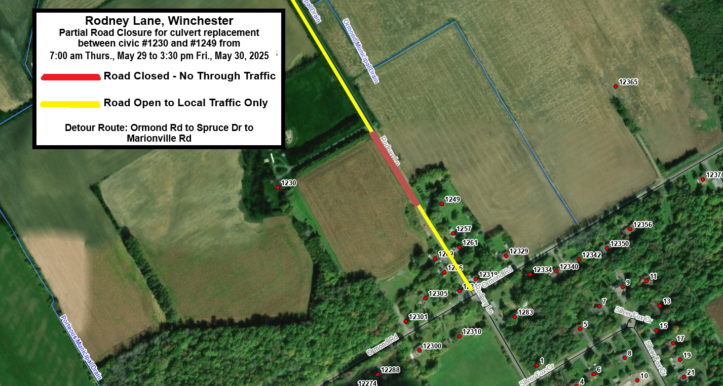 Rodney Lane Road Closure-May 29 and 30, 2025