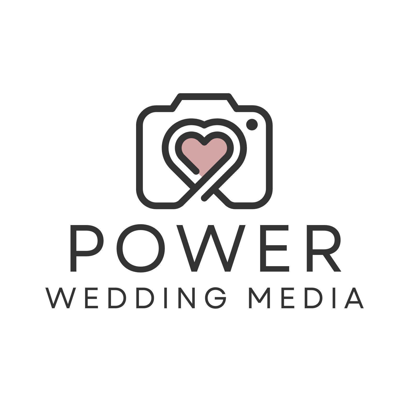 Power Wedding Media Logo, black and pink text