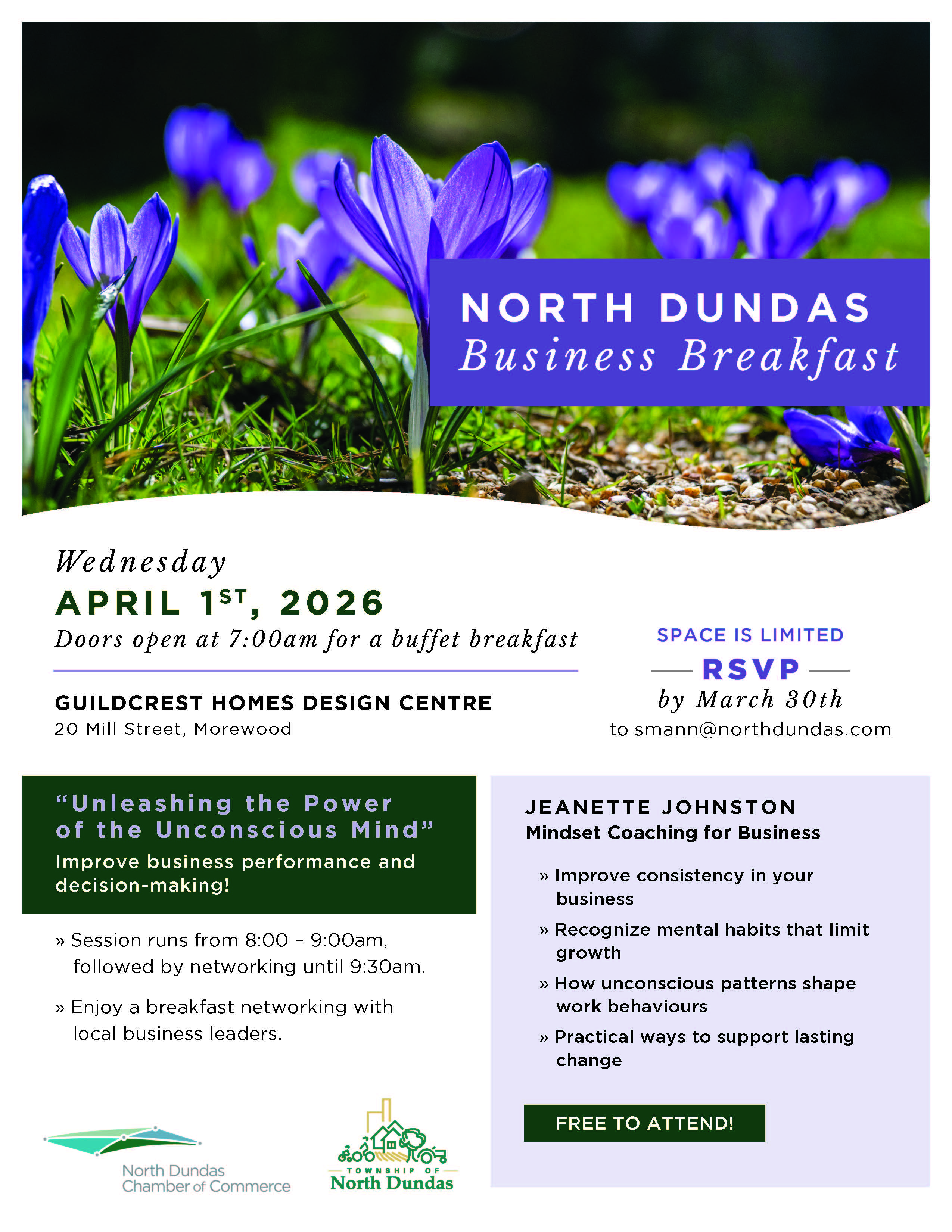 Blue flowers breakfast event poster