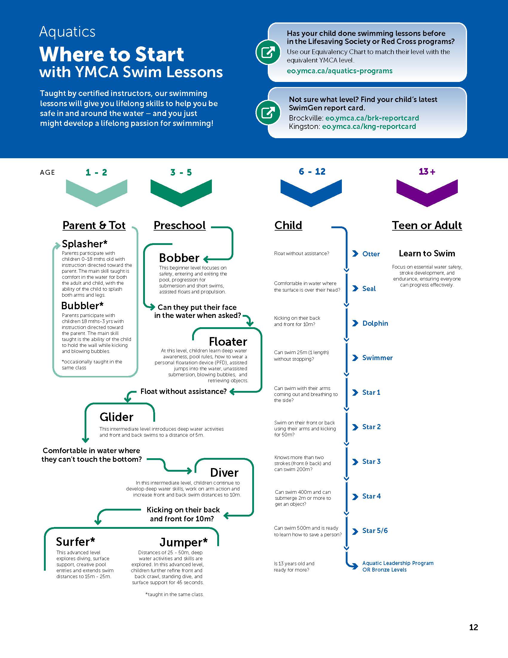 Swim lesson flow chart
