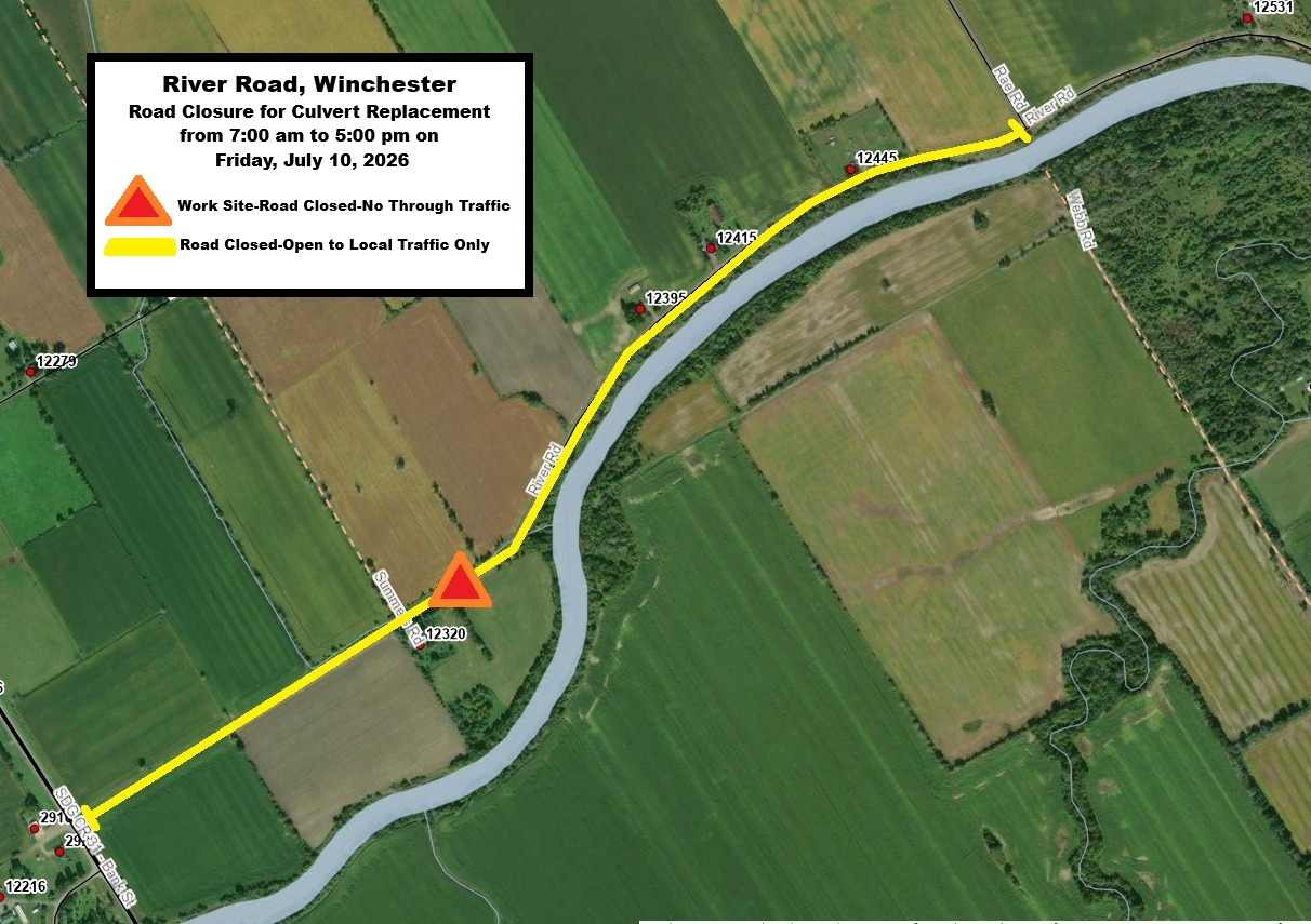 Map- Culvert replacement on River Rd at 12320 north east of CR31-July 10, 2026