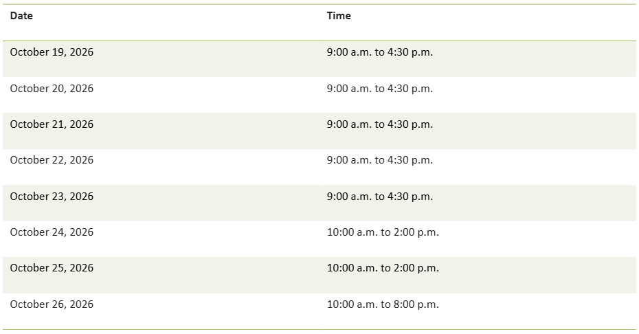 Voter Help Centre Schedule