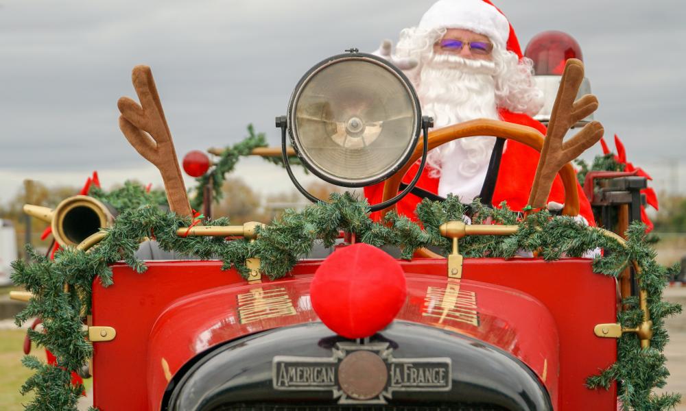 Santa in fire truck