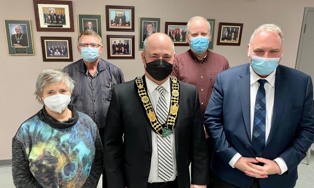 Pictured, Theresa Bergeron with her fellow members of North Dundas Council. From left, Theresa, Councillor Gary Annable, Mayor Tony Fraser, Councillor John Thompson and Deputy Mayor Allan Armstrong. 