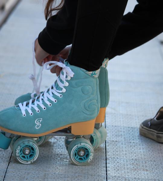 blue roller skates
