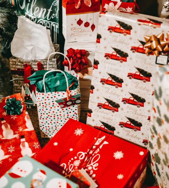 Red and white Christmas Presents