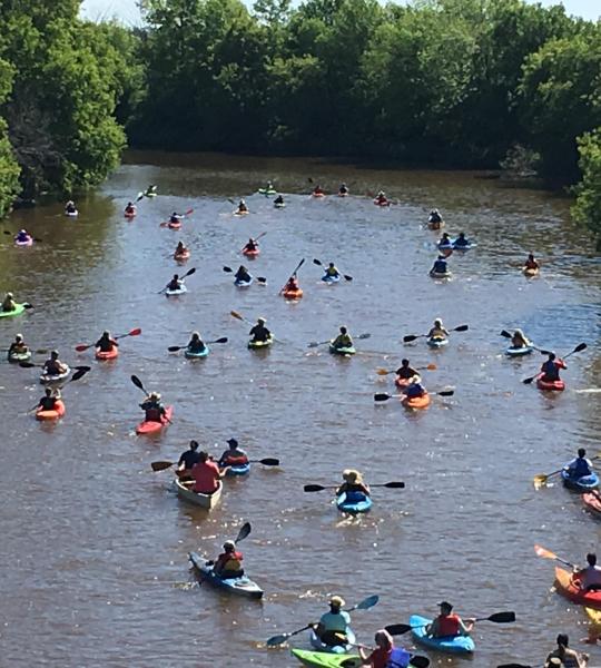 group of kayaks in South Nation River