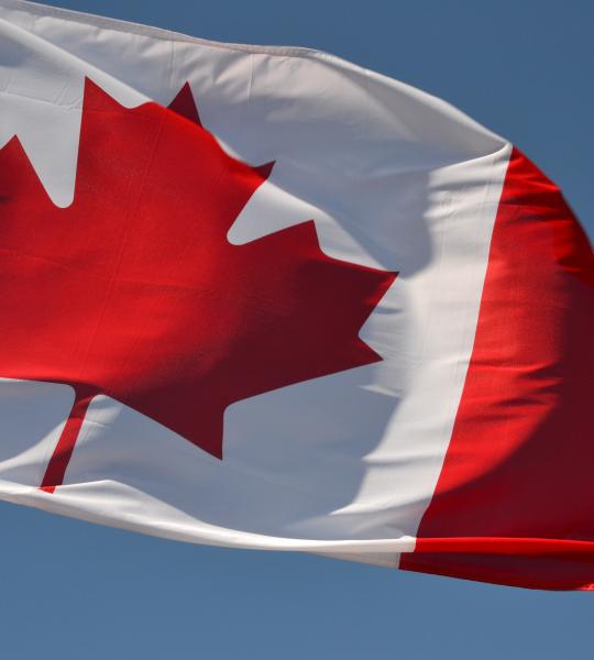Canada Flag waving in wind