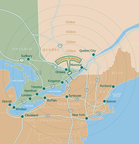 diagram of North Dundas location in Ontario