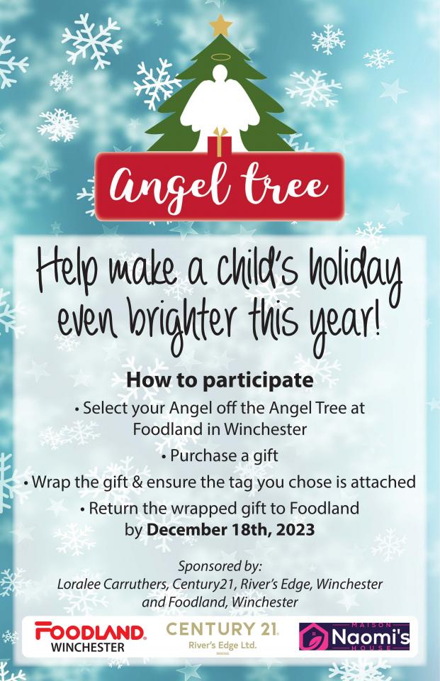 angel tree poster with information text