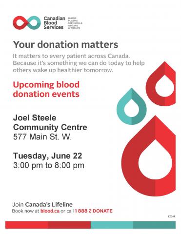 June 22 Blood Donation Clinic Poster