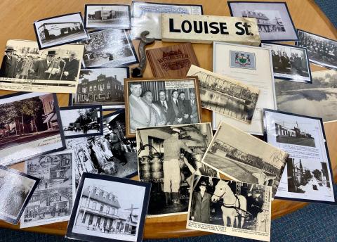 Pictured, historical photos housed at the Township of North Dundas office. 