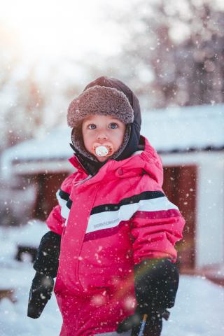 Red kids snowsuit