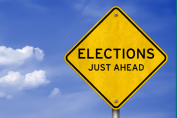 Election ahead road sign