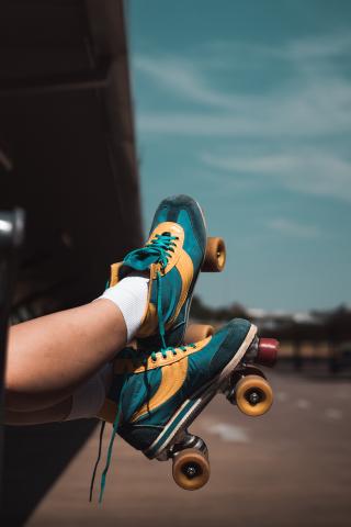 blue and orange roller skates