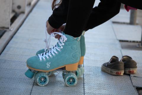 blue roller skates