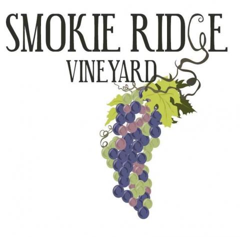 Smokie Ridge Vineyards black text and multi coloured grapes