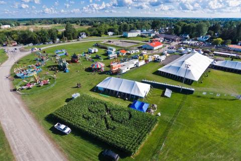 aerial photo of South Mountain Fair showing rides