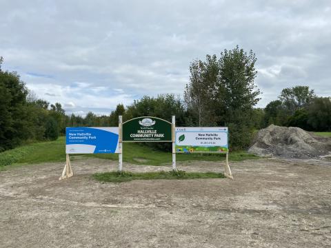 Hallville Park Signs three signs attached to each other