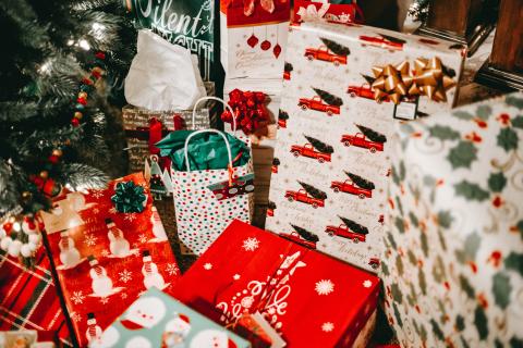 Red and white Christmas Presents
